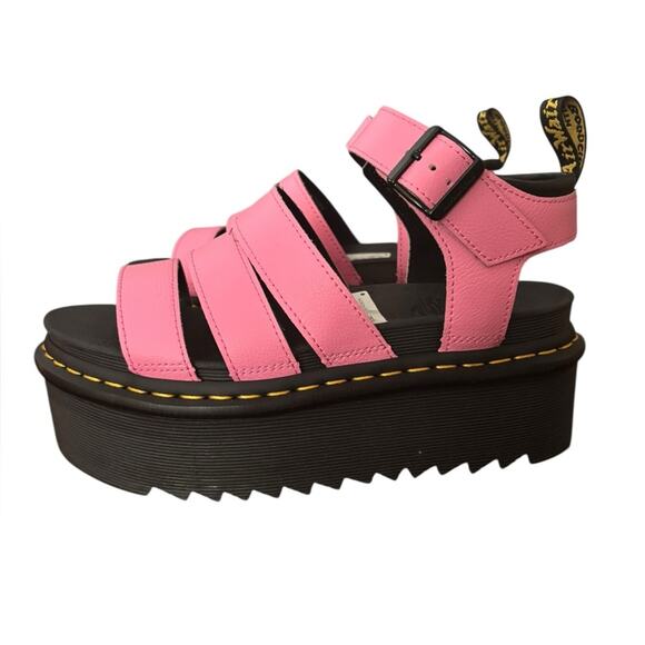 Dr. Martens Women's Pink Blaire Quad Athena Leather Platform Sandals Size 8 - Picture 2 of 13